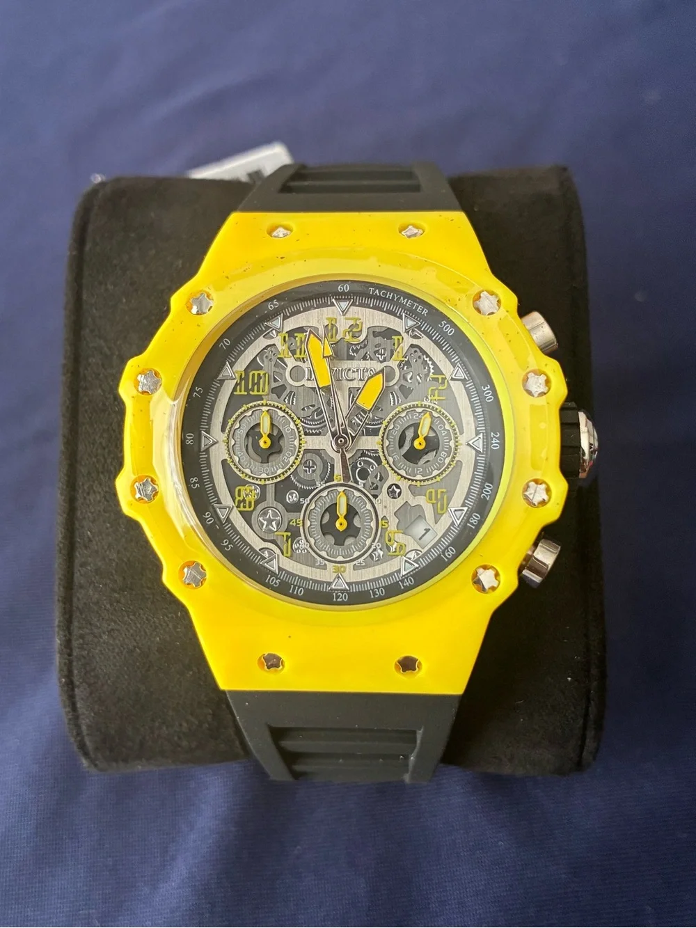 Invicta Yellow Bezel Chronograph with Black Strap